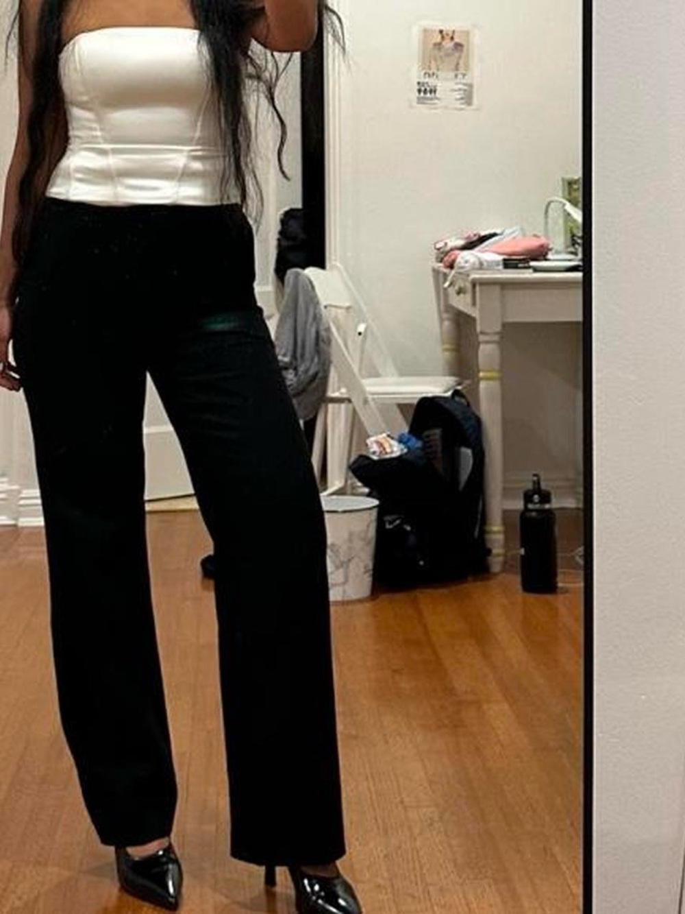 Aritzia White Strapless Satin Bustier Top